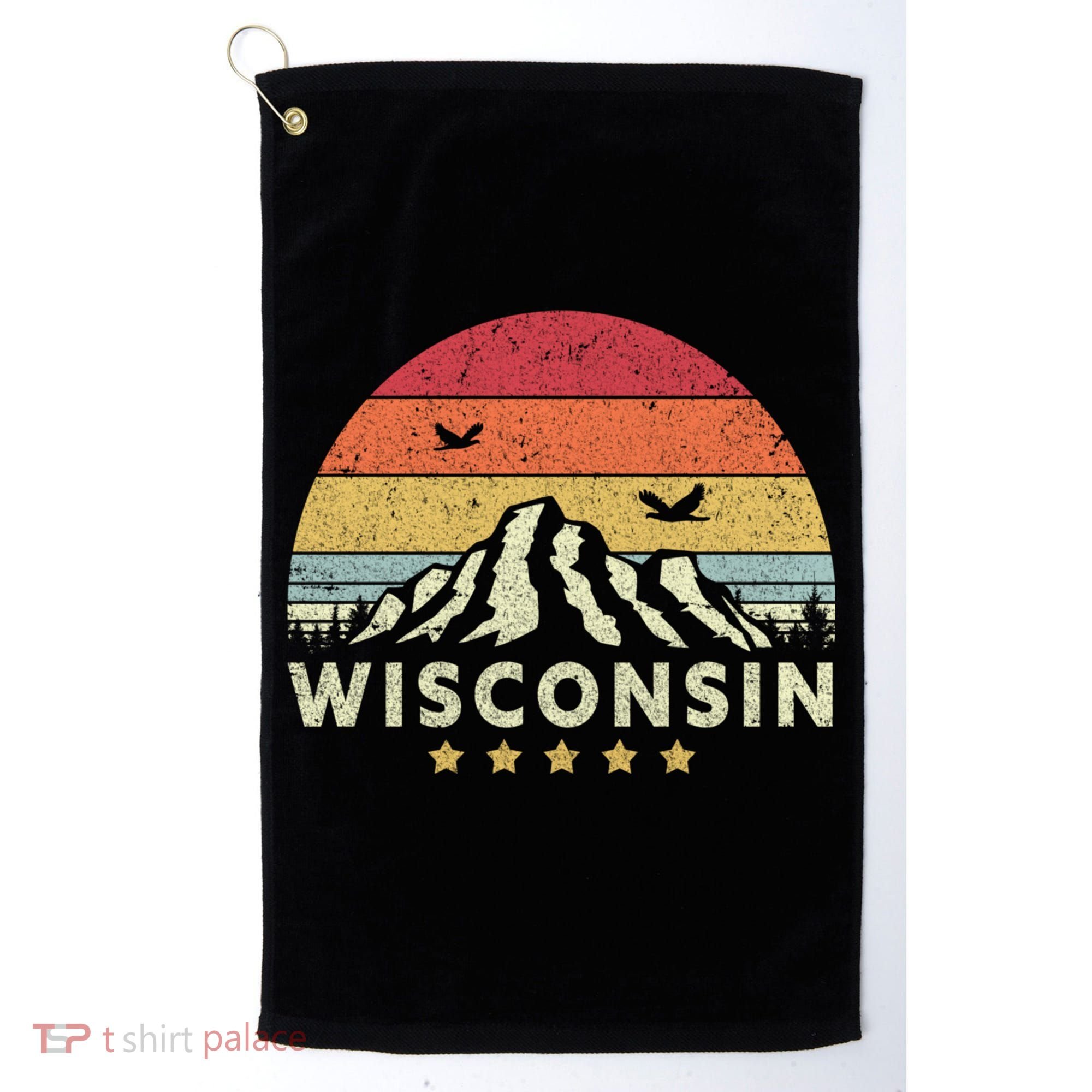 Wisconsin Shirt. Retro Style WI, USA Golf Towel