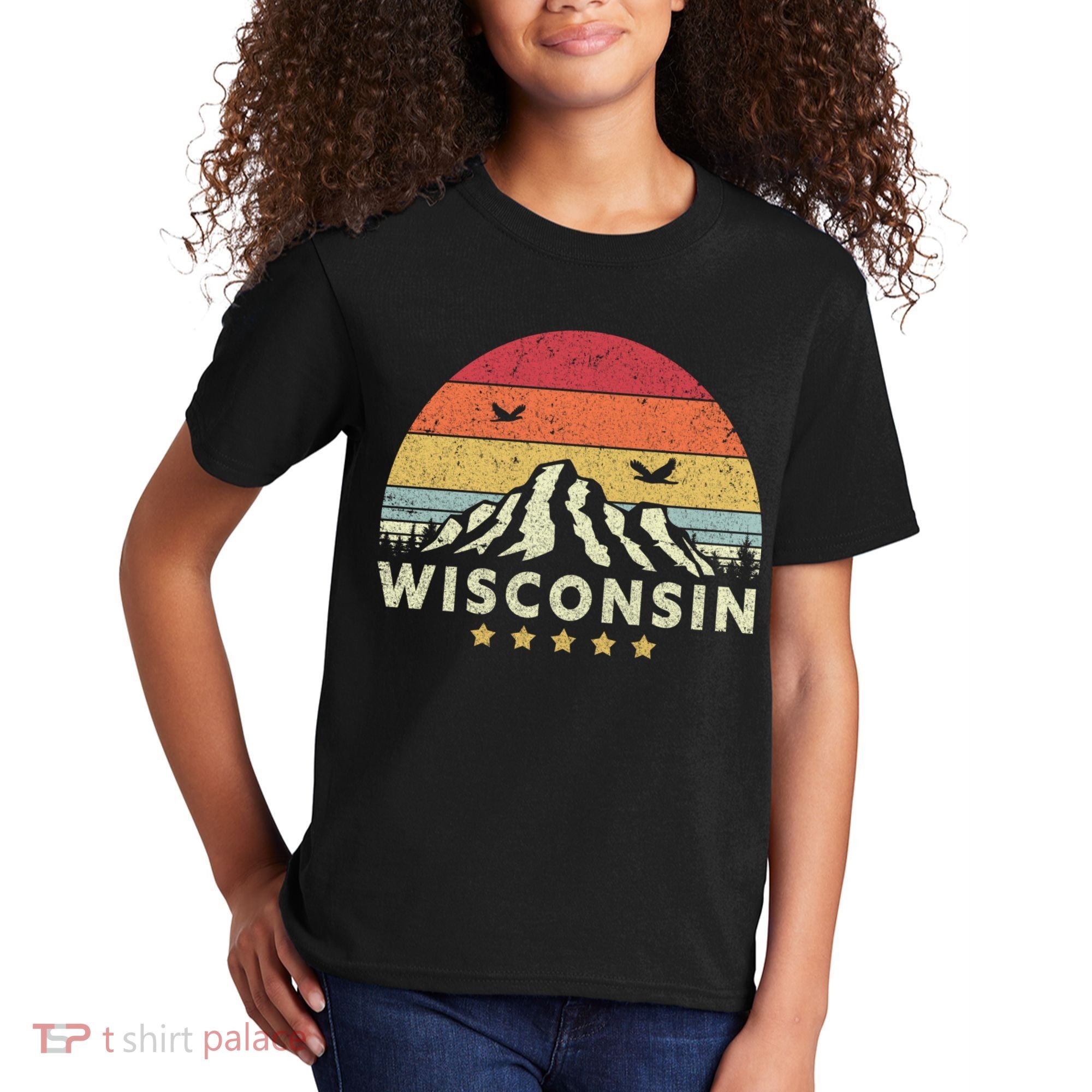 Wisconsin Shirt. Retro Style WI, USA Kids T-Shirt