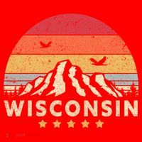 Wisconsin Shirt. Retro Style WI, USA Santa Hat thumb 1