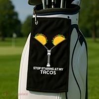 Wo Stop Staring At My Tacos Mexican Cinco De Mayo Golf Towel thumb 2