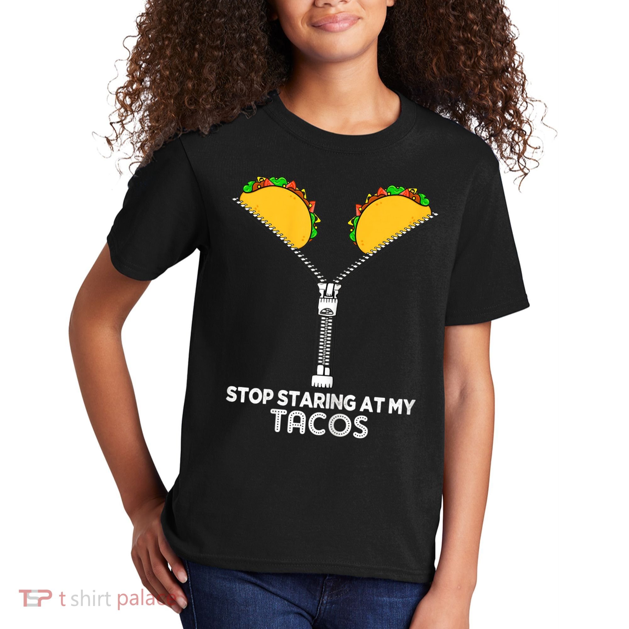 Wo Stop Staring At My Tacos Mexican Cinco De Mayo Kids T-Shirt