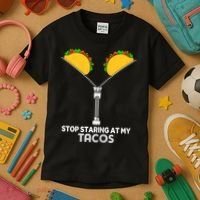 Wo Stop Staring At My Tacos Mexican Cinco De Mayo Kids T-Shirt thumb 3