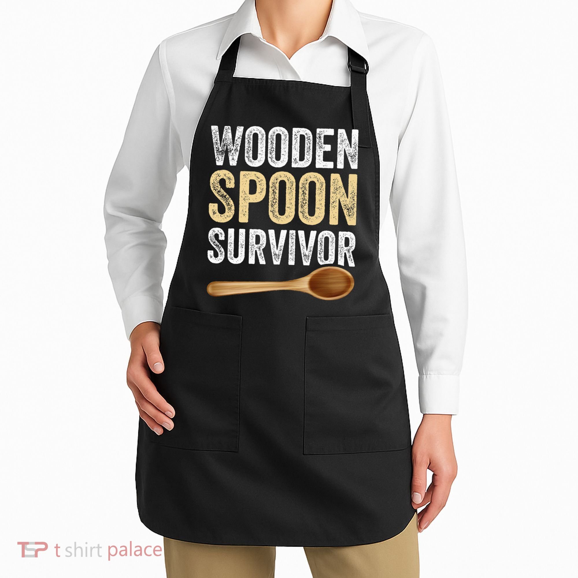 Wooden Spoon Survivor Funny Wooden Spoon Survivor Meme Apron