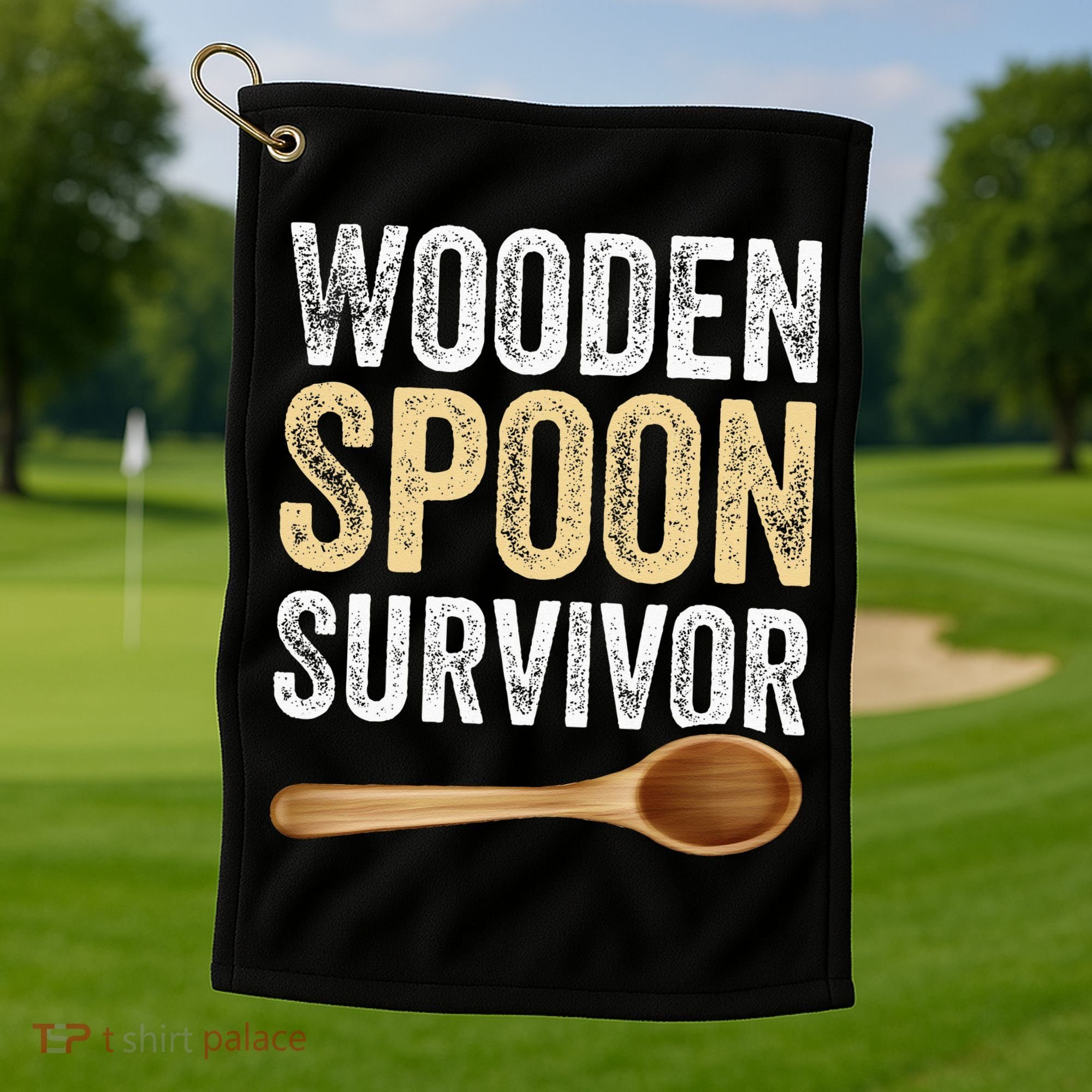 Wooden Spoon Survivor Funny Wooden Spoon Survivor Meme Golf Towel