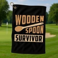 Wooden Spoon Survivor Funny Golf Towel thumb 1