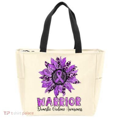 Warrior Survivor Support Domestic Violence Awareness Tote Bag