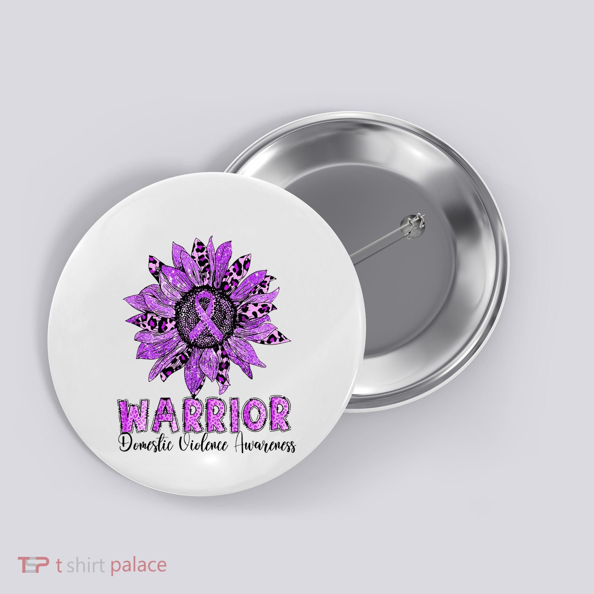 Warrior Survivor Support Domestic Violence Awareness Button