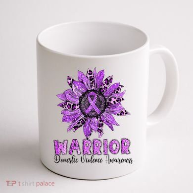 Warrior Survivor Support Domestic Violence Awareness Coffee Mug back