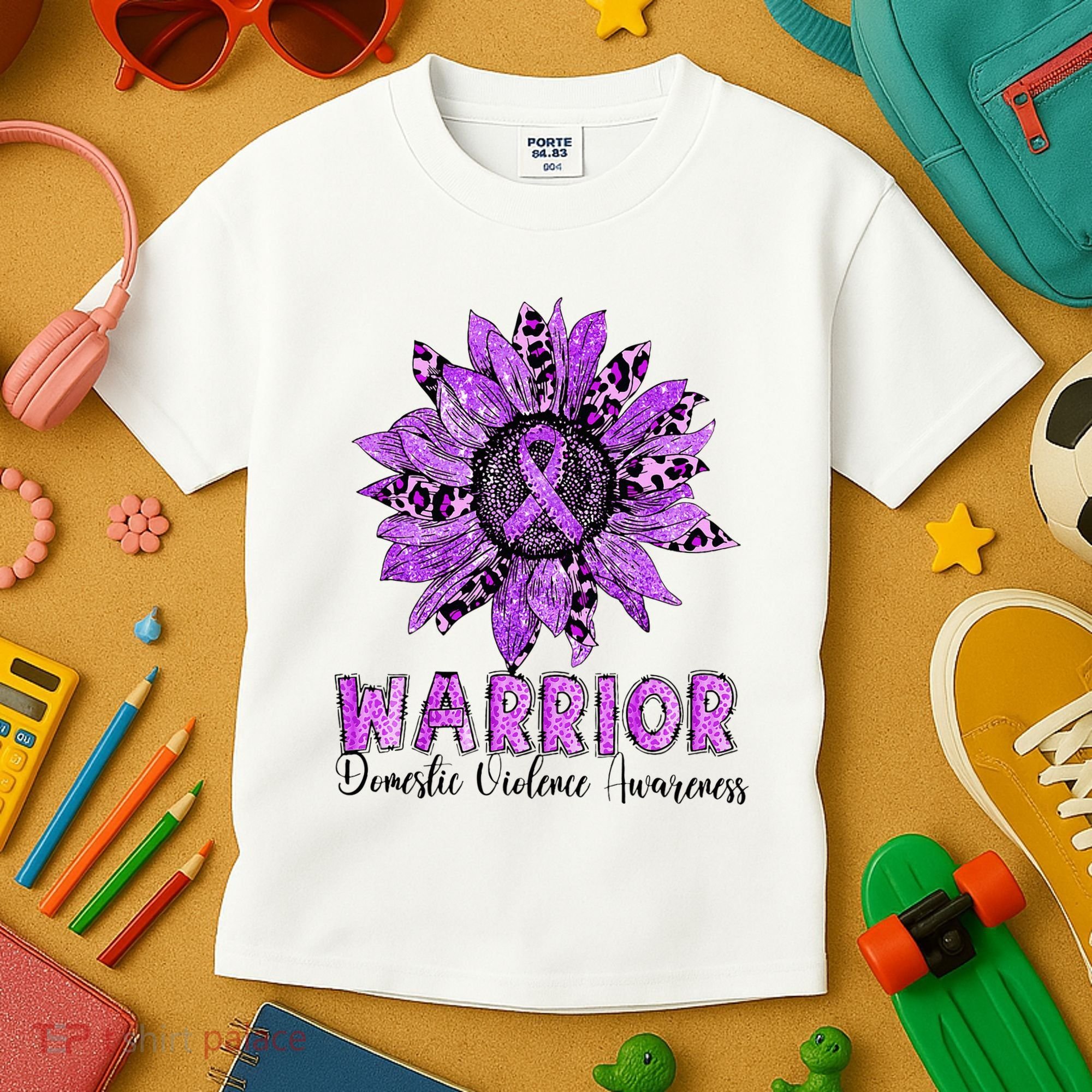 Warrior Survivor Support Domestic Violence Awareness Kids T-Shirt