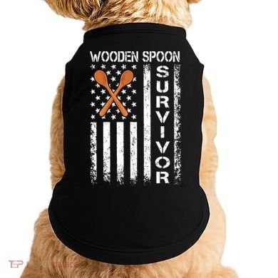 Wooden Spoon Survivor Humor Expression Funny Us Flag Doggie Tank