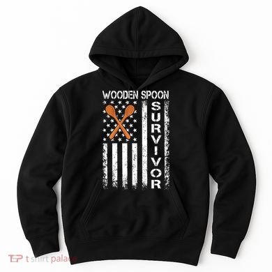 Wooden Spoon Survivor Humor Expression Funny Us Flag Hoodie