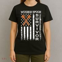 Wooden Spoon Survivor Humor Expression Funny Us Flag T-Shirt thumb 4