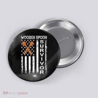 Wooden Spoon Survivor Humor Expression Funny Us Flag Button thumb 0