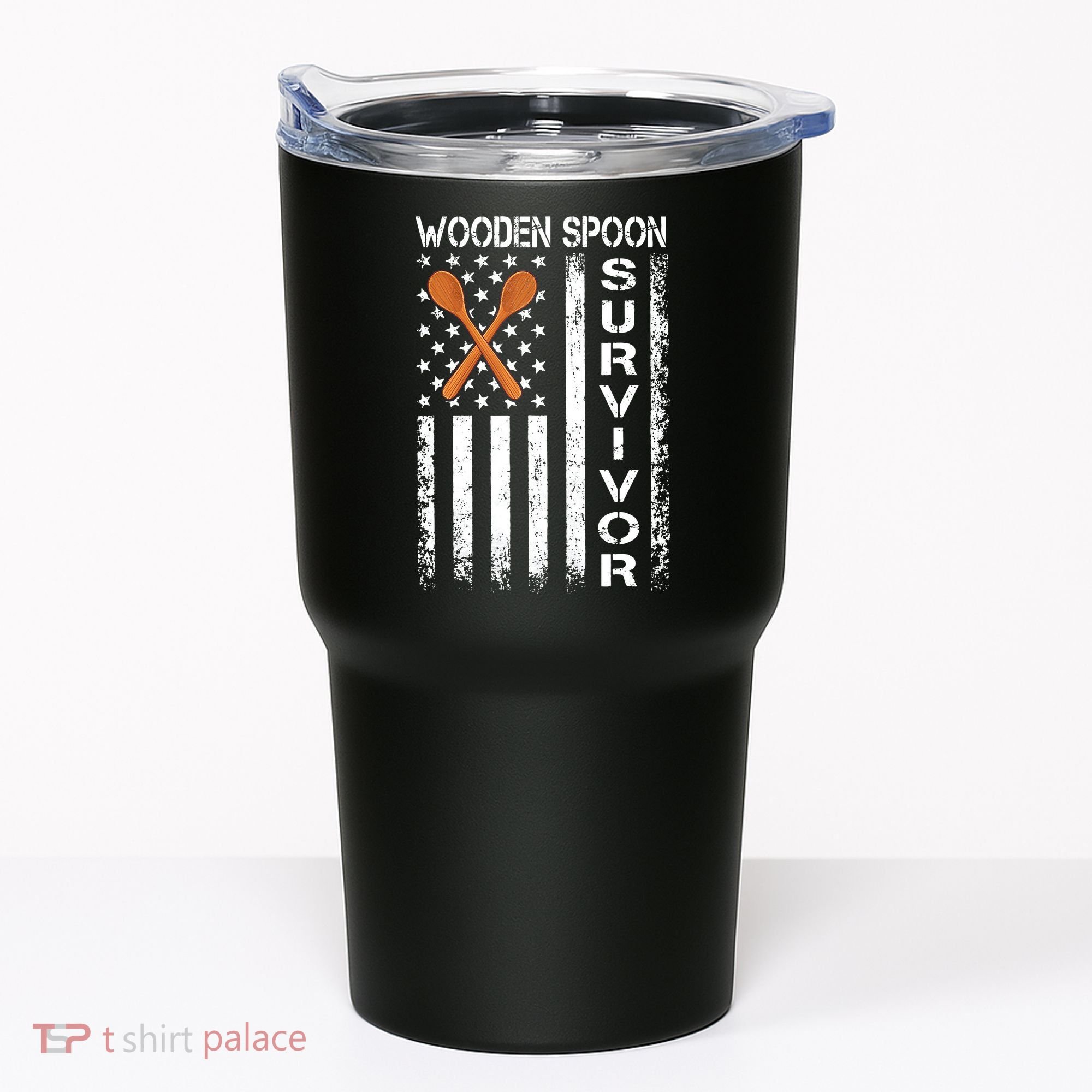 Wooden Spoon Survivor Humor Expression Funny Us Flag Tumbler