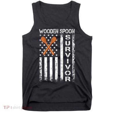 Wooden Spoon Survivor Humor Expression Funny Us Flag Tank Top