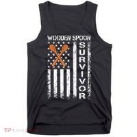 Wooden Spoon Survivor Humor Expression Funny Us Flag Tank Top thumb 0