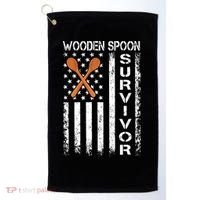 Wooden Spoon Survivor Humor Expression Funny Us Flag Golf Towel thumb 0