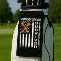 Wooden Spoon Survivor Humor Expression Funny Us Flag Golf Towel thumb 2