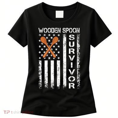 Wooden Spoon Survivor Humor Expression Funny Us Flag Women's T-Shirt