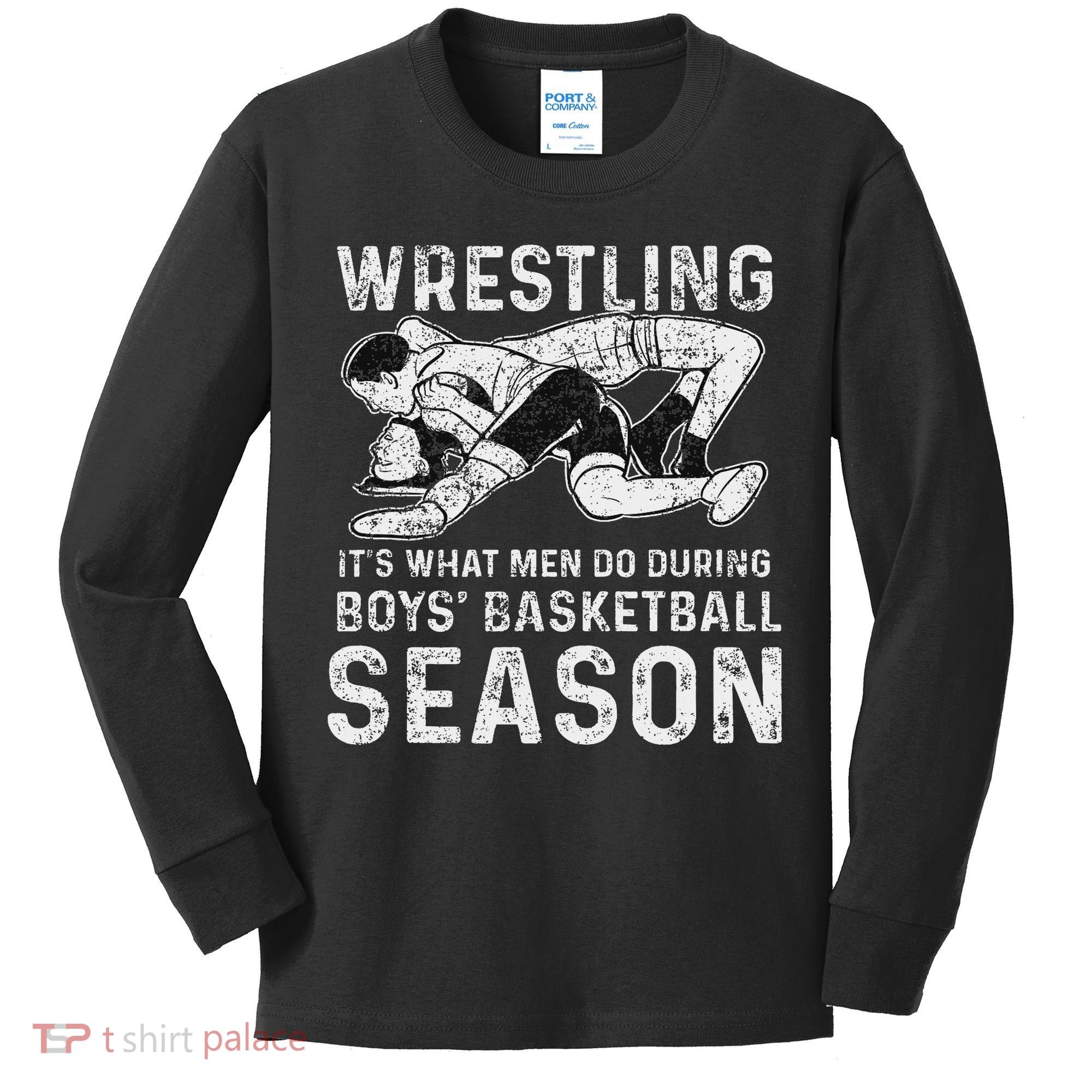 Wrestler Shop 's Wrestling, Black, Kids Long Sleeve Shirt