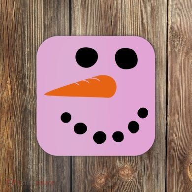Winter Snowman Snow Face Coaster