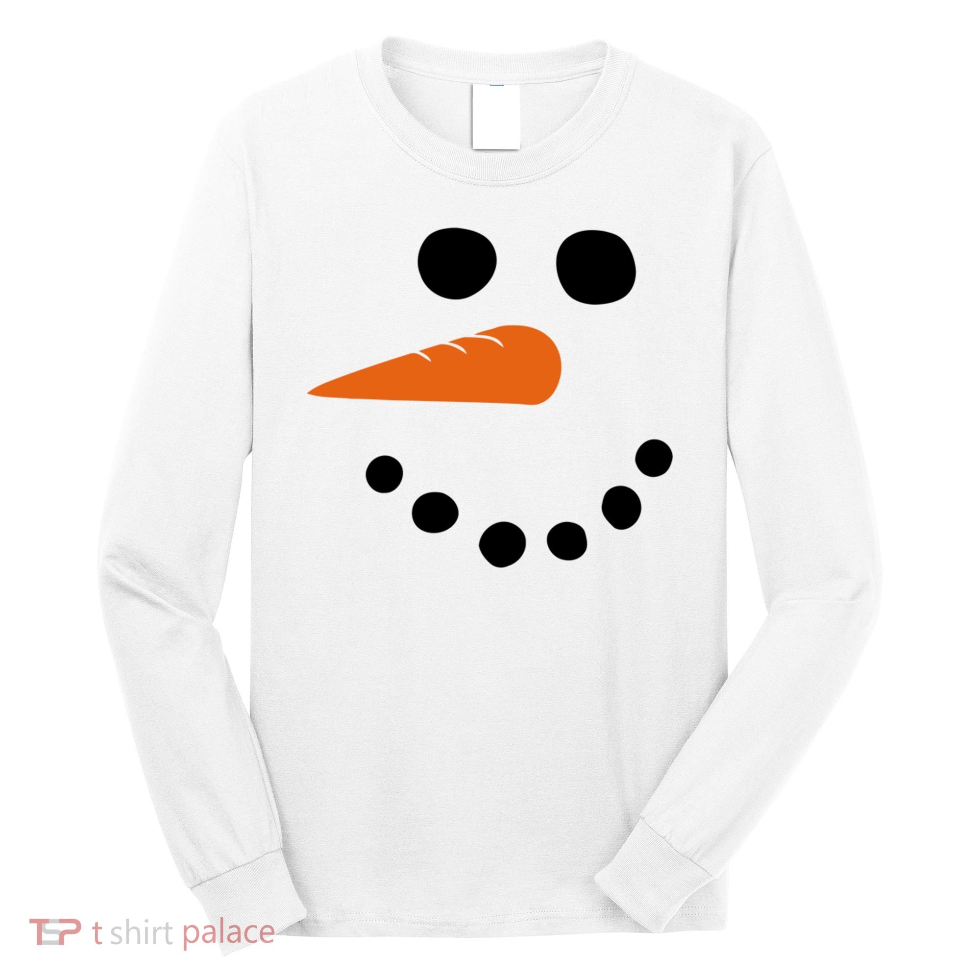 Winter Snowman Snow Face Long Sleeve Shirt