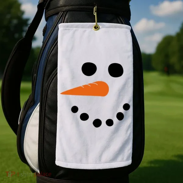 Winter Snowman Snow Face Golf Towel