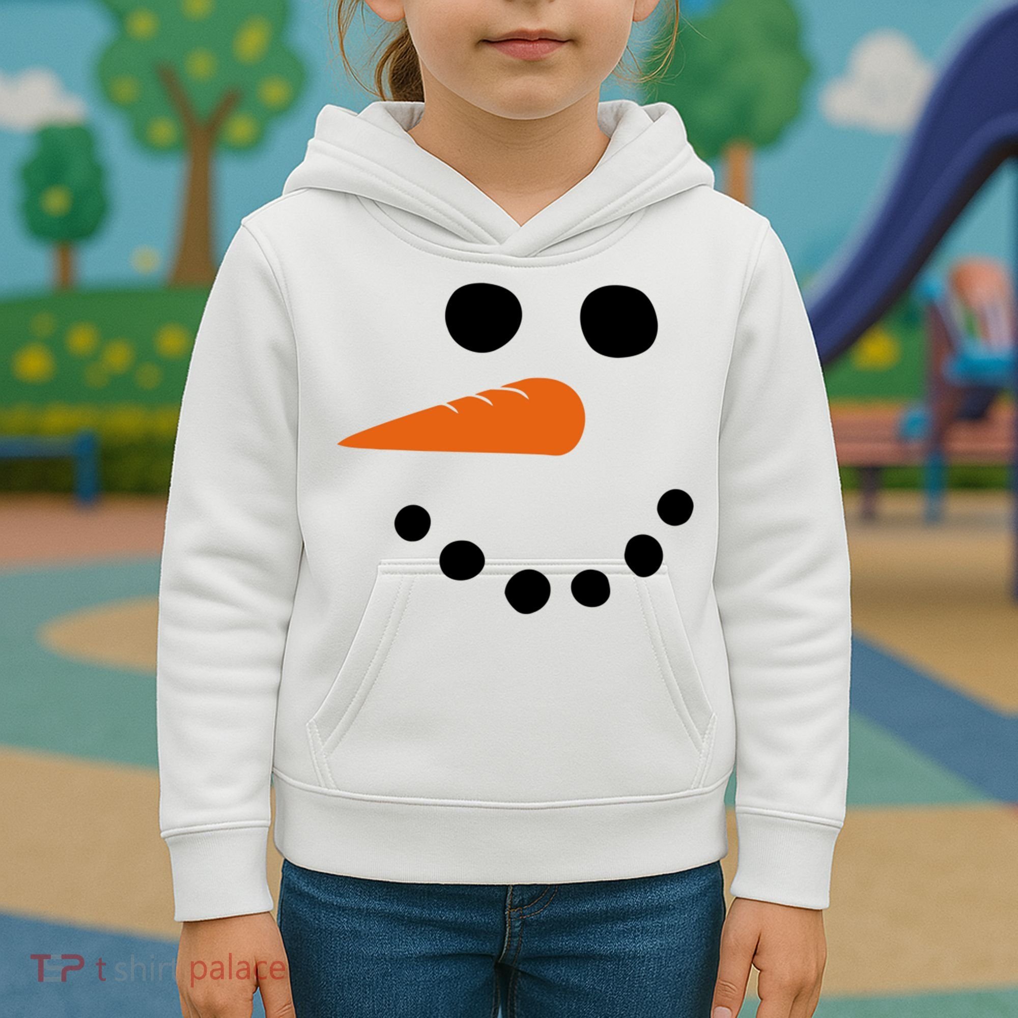 Winter Snowman Snow Face Kids Hoodie