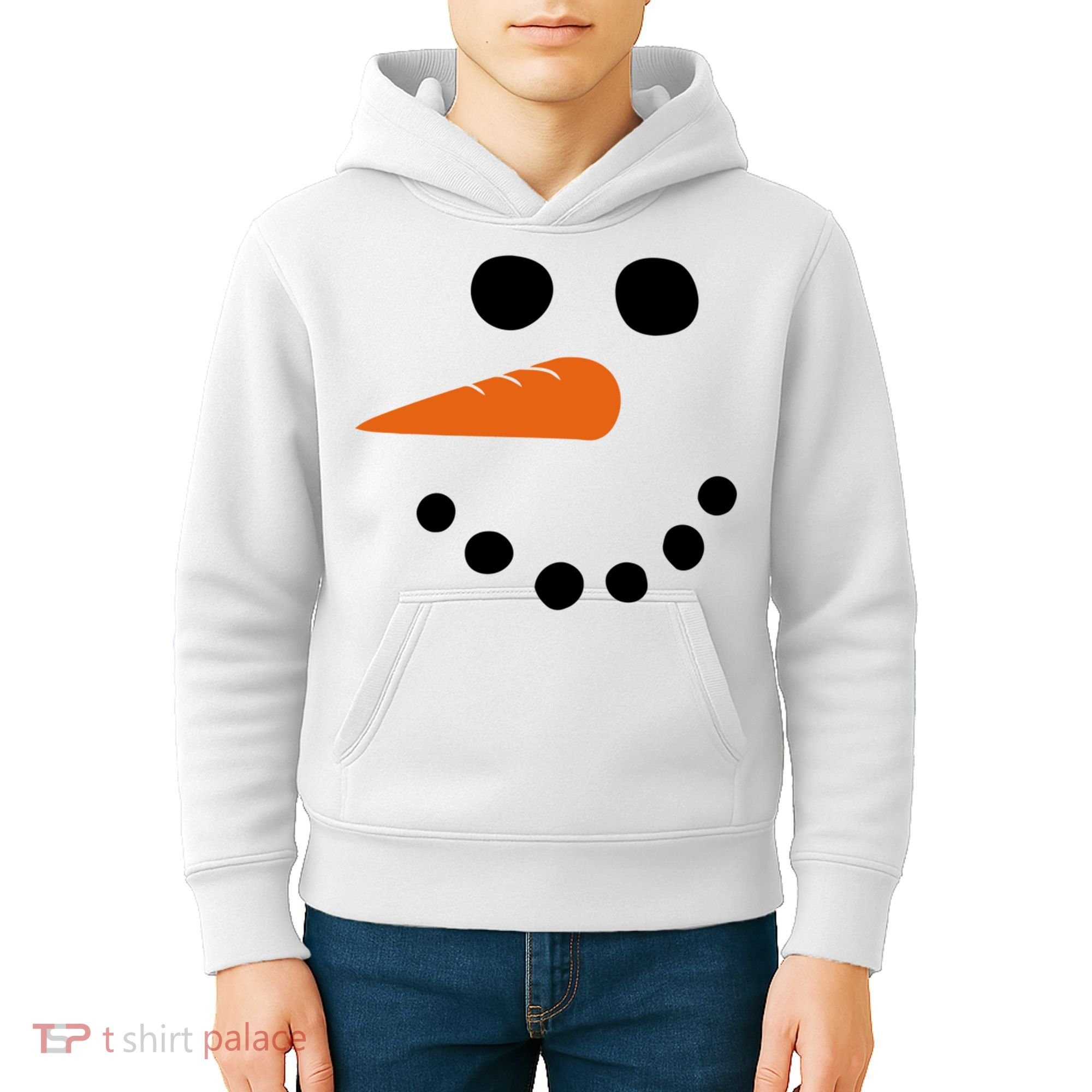 Winter Snowman Snow Face Kids Hoodie