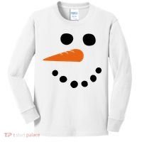 Winter Snowman Snow Face Kids Long Sleeve Shirt thumb 0