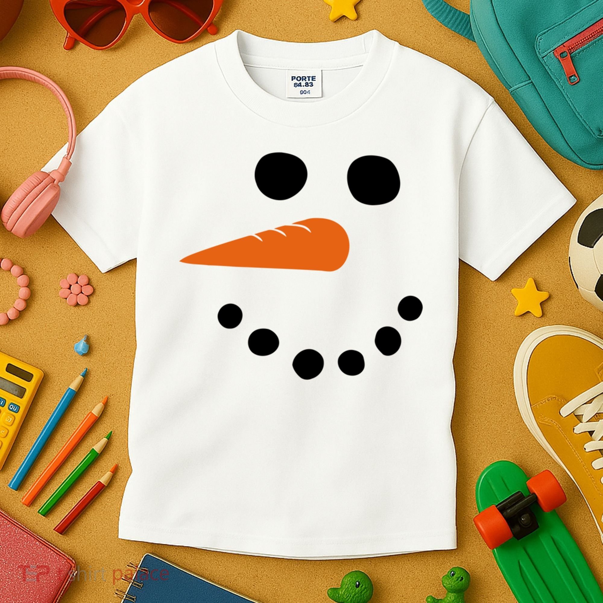Winter Snowman Snow Face Kids T-Shirt