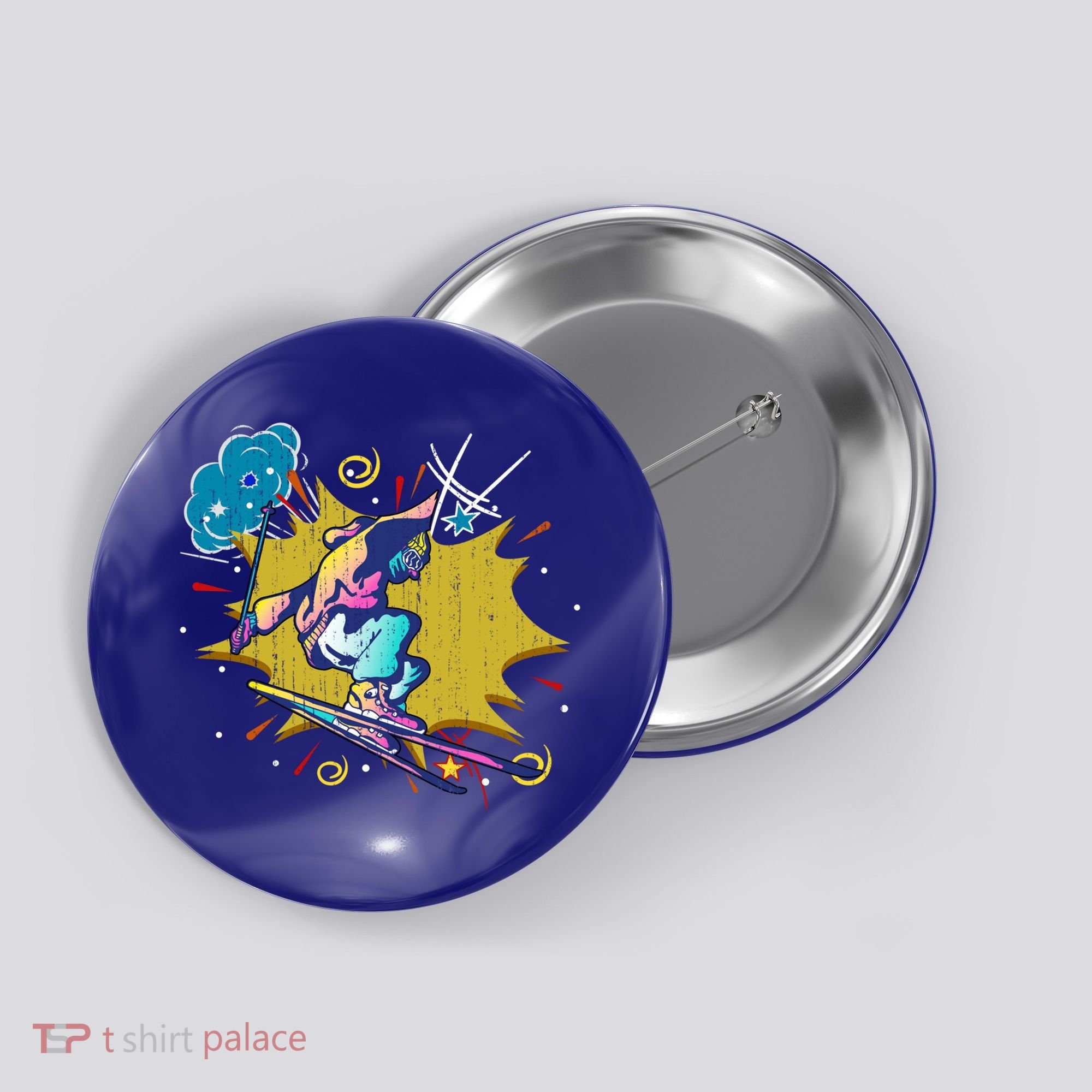 Winter Sports Ski Instructor Skier Skiing Lover Ski Gift Button