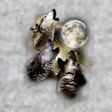 Wolf Shirt Three Wolves Moon Wolf Moon The Baniff Cuffed Pom Beanie