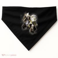 Wolf Shirt Three Wolves Moon Wolf Moon USA-Made Doggie Bandana thumb 0