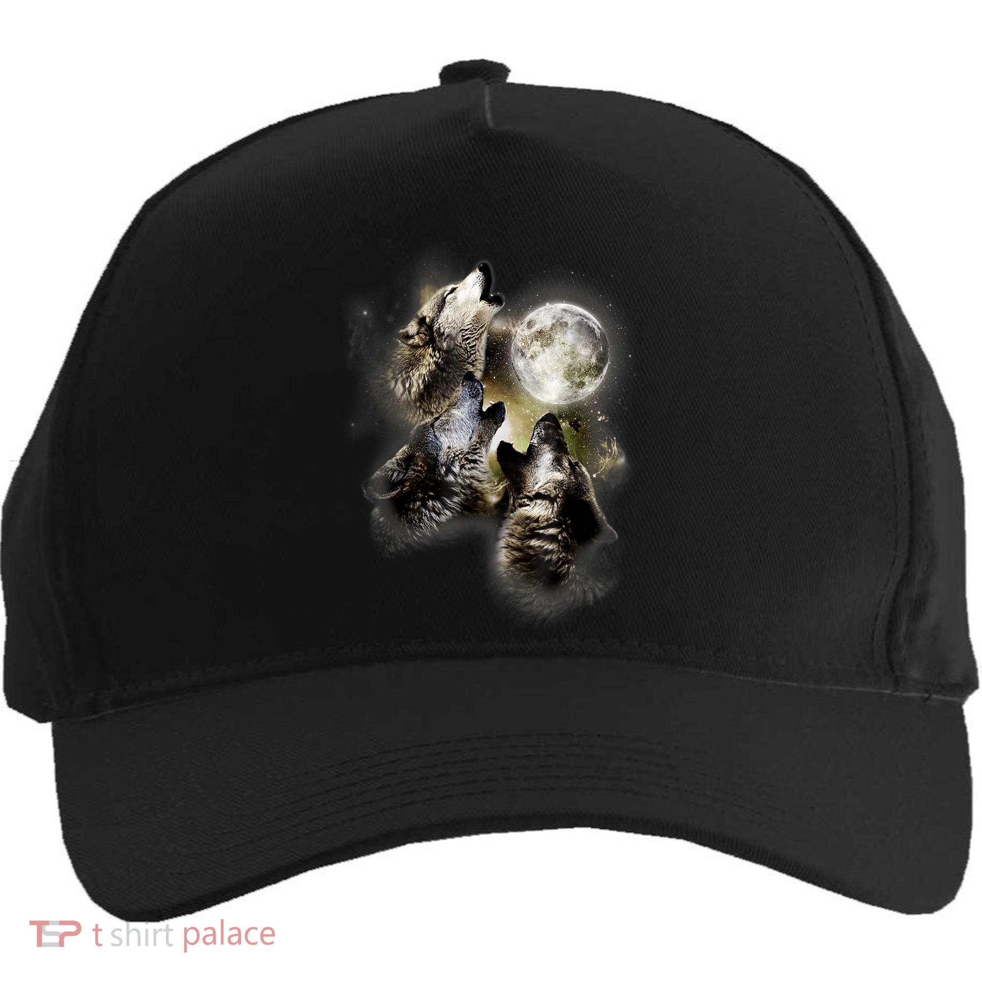 Wolf Shirt Three Wolves Moon Wolf Moon Five-Panel Snapback Cap