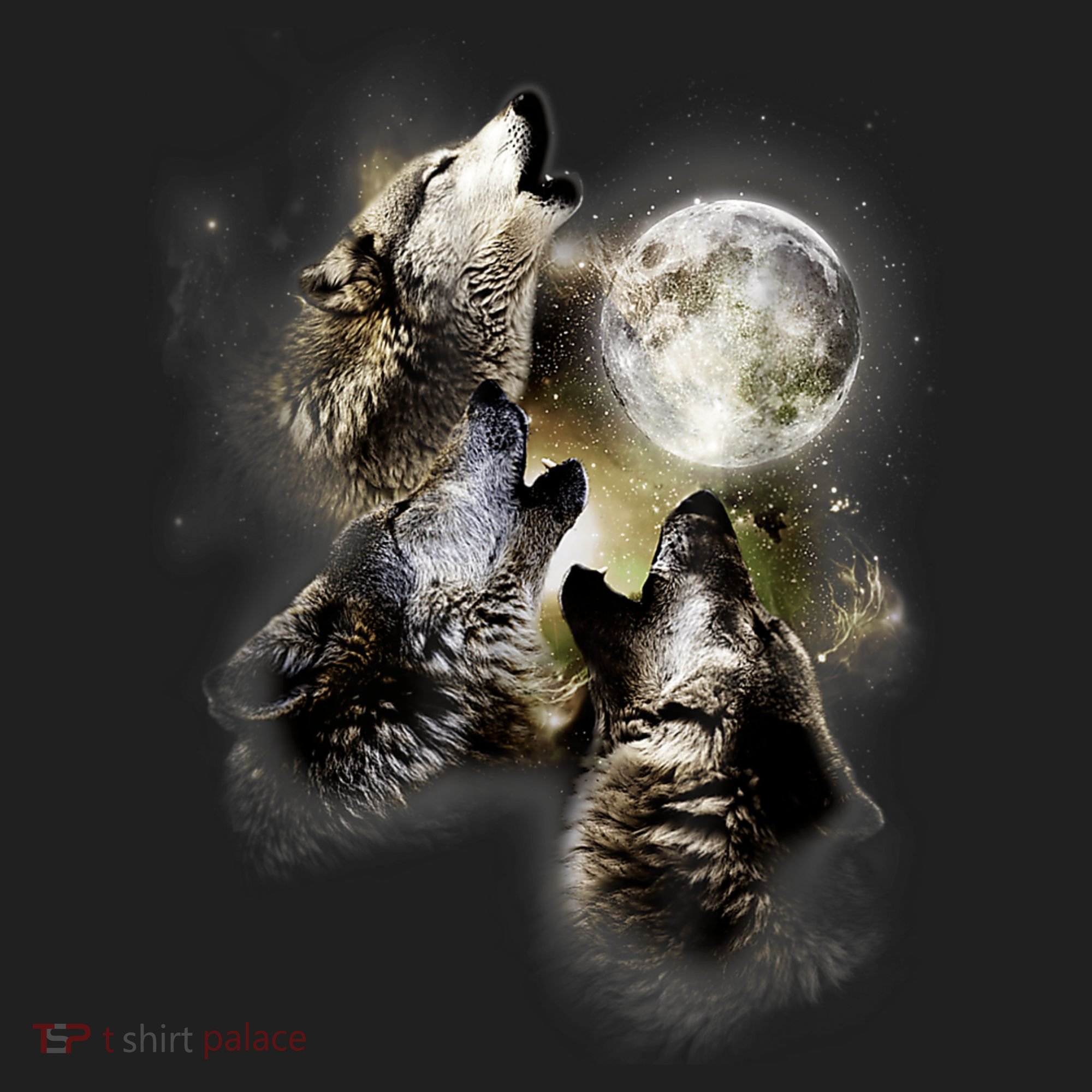 Wolf Shirt Three Wolves Moon Wolf Moon Five-Panel Snapback Cap