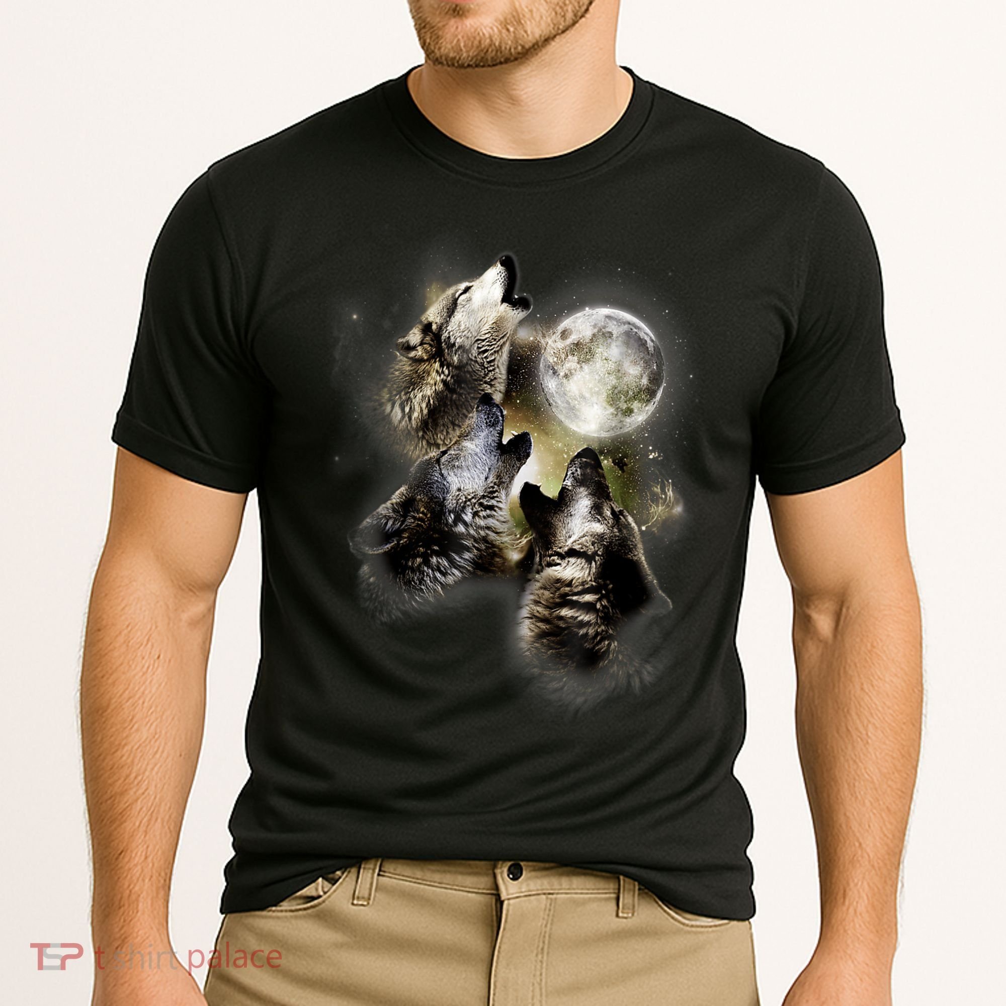 Wolf Shirt Three Wolves Moon Wolf Moon Cooling Performance Crew T-Shirt