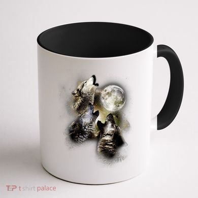Wolf Shirt Three Wolves Moon Wolf Moon Coffee Mug back