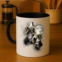 Wolf Shirt Three Wolves Moon Wolf Moon Coffee Mug thumb 4