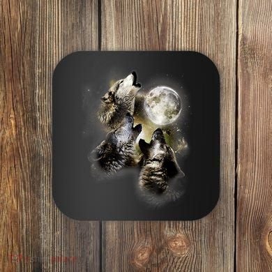 Wolf Shirt Three Wolves Moon Wolf Moon Coaster
