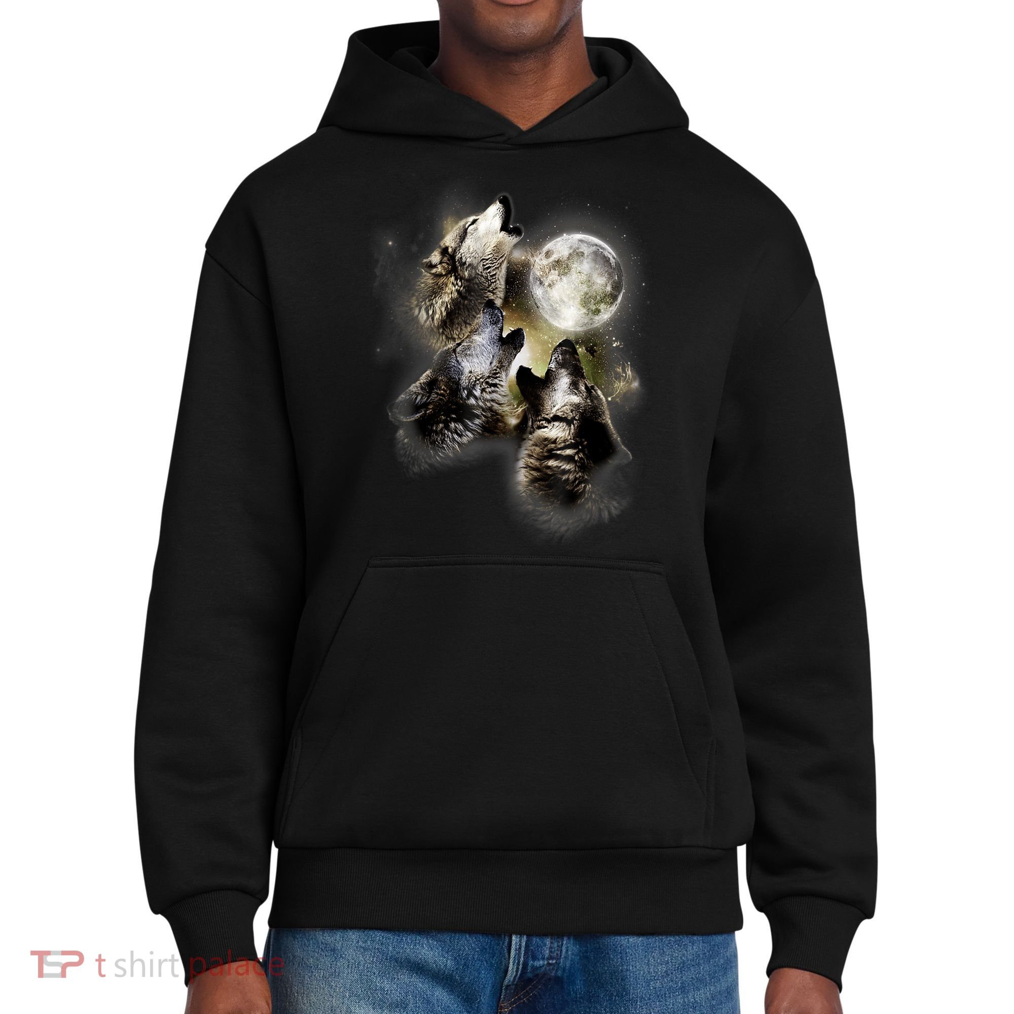 Wolf Shirt Three Wolves Moon Wolf Moon District V.I.T. Heavyweight Hoodie