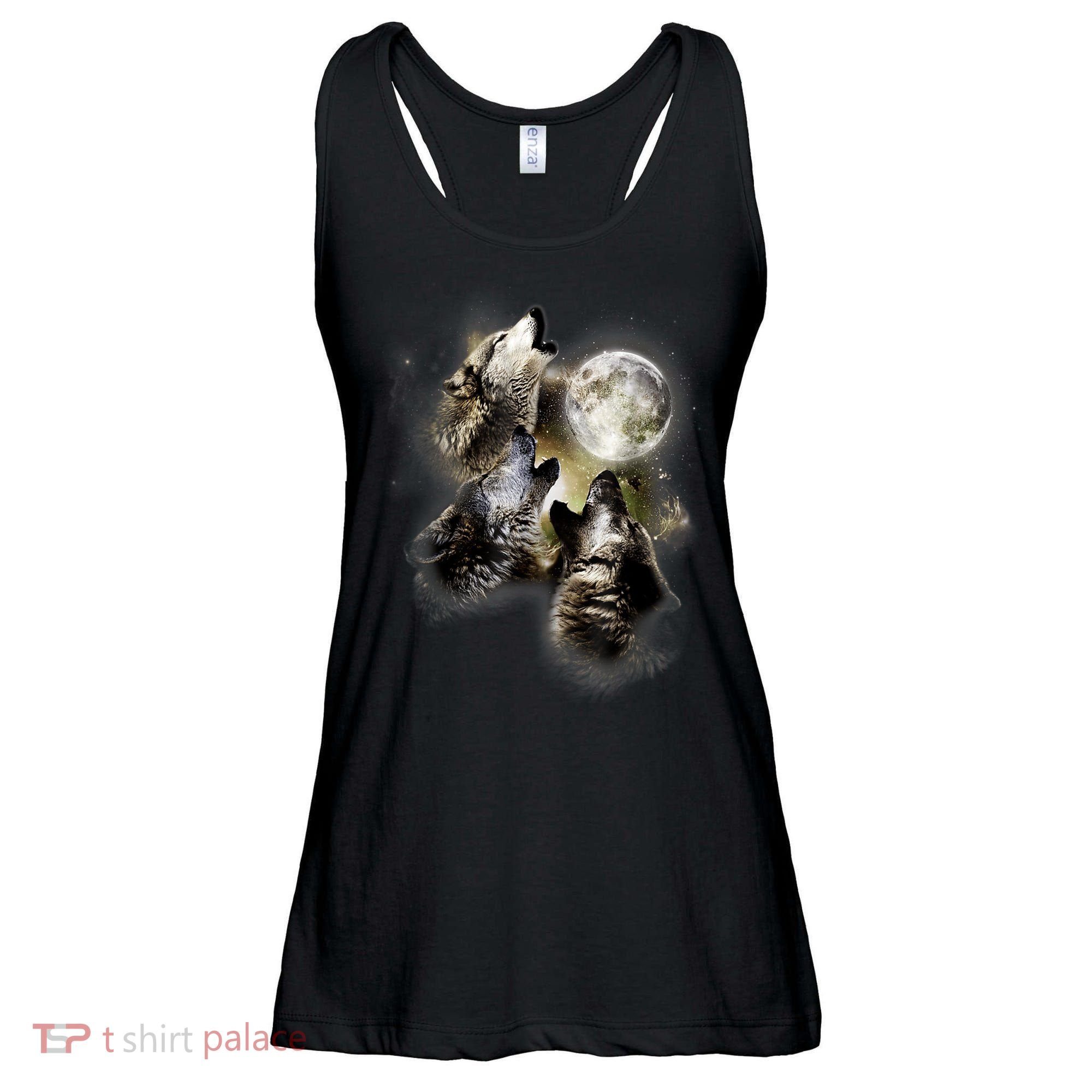 Wolf Shirt Three Wolves Moon Wolf Moon Ladies Essential Flowy Tank