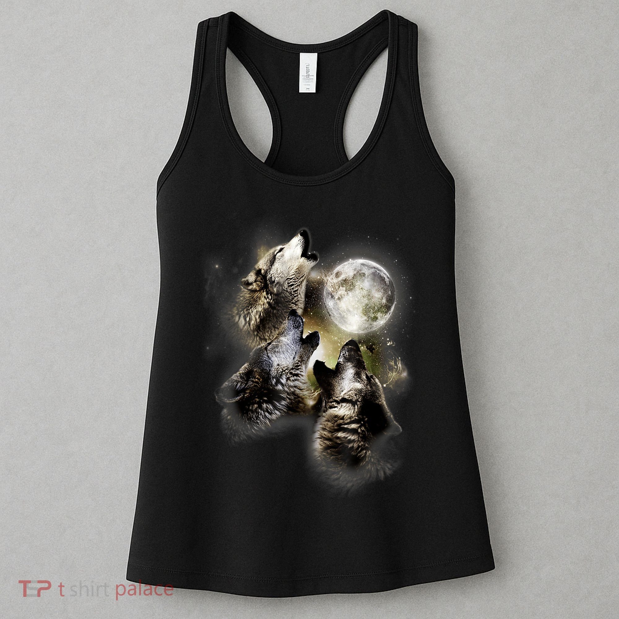 Wolf Shirt Three Wolves Moon Wolf Moon Women's Tank Top