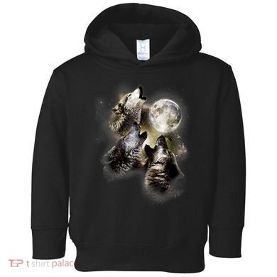 Wolf Shirt Three Wolves Moon Wolf Moon Toddler Hoodie
