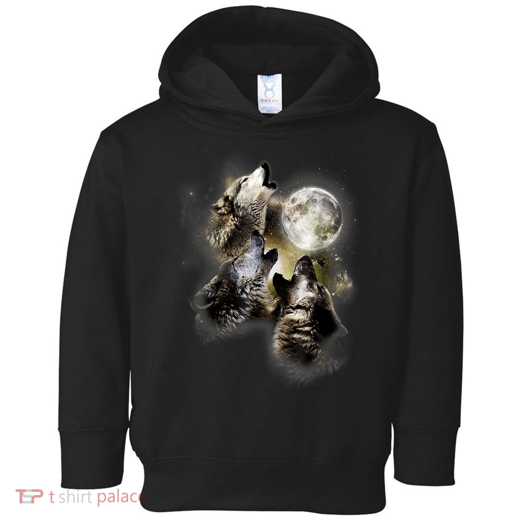Wolf Shirt Three Wolves Moon Wolf Moon Toddler Hoodie