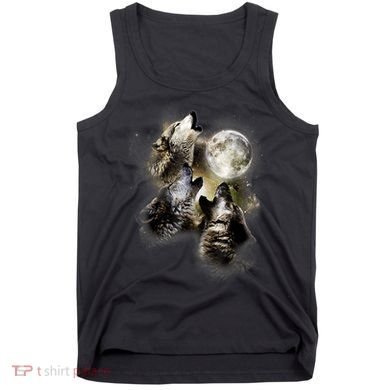 Wolf Shirt Three Wolves Moon Wolf Moon Tank Top