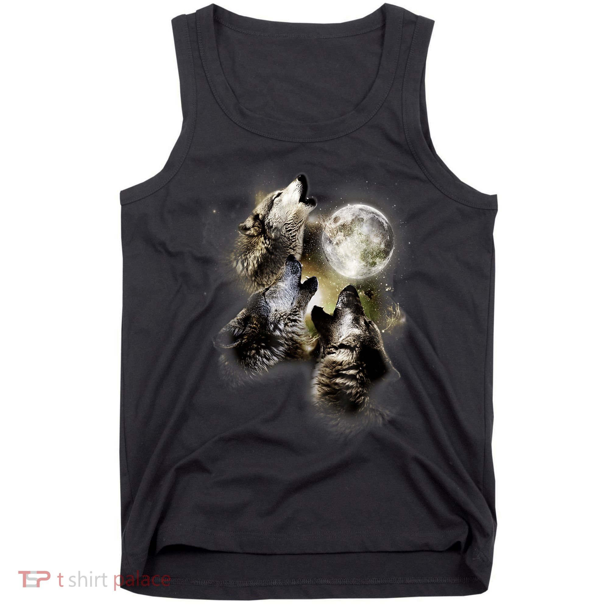 Wolf Shirt Three Wolves Moon Wolf Moon Tank Top