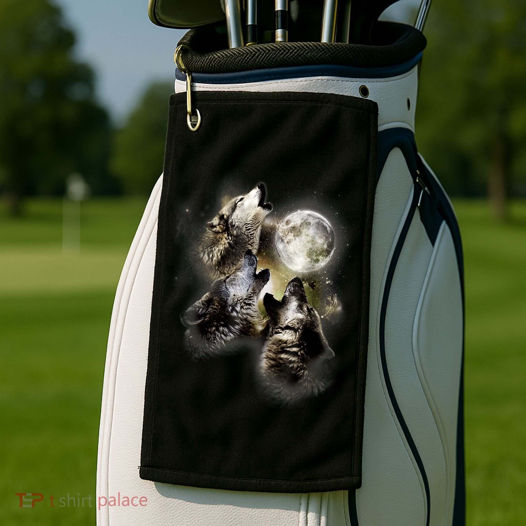 Wolf Shirt Three Wolves Moon Wolf Moon Golf Towel
