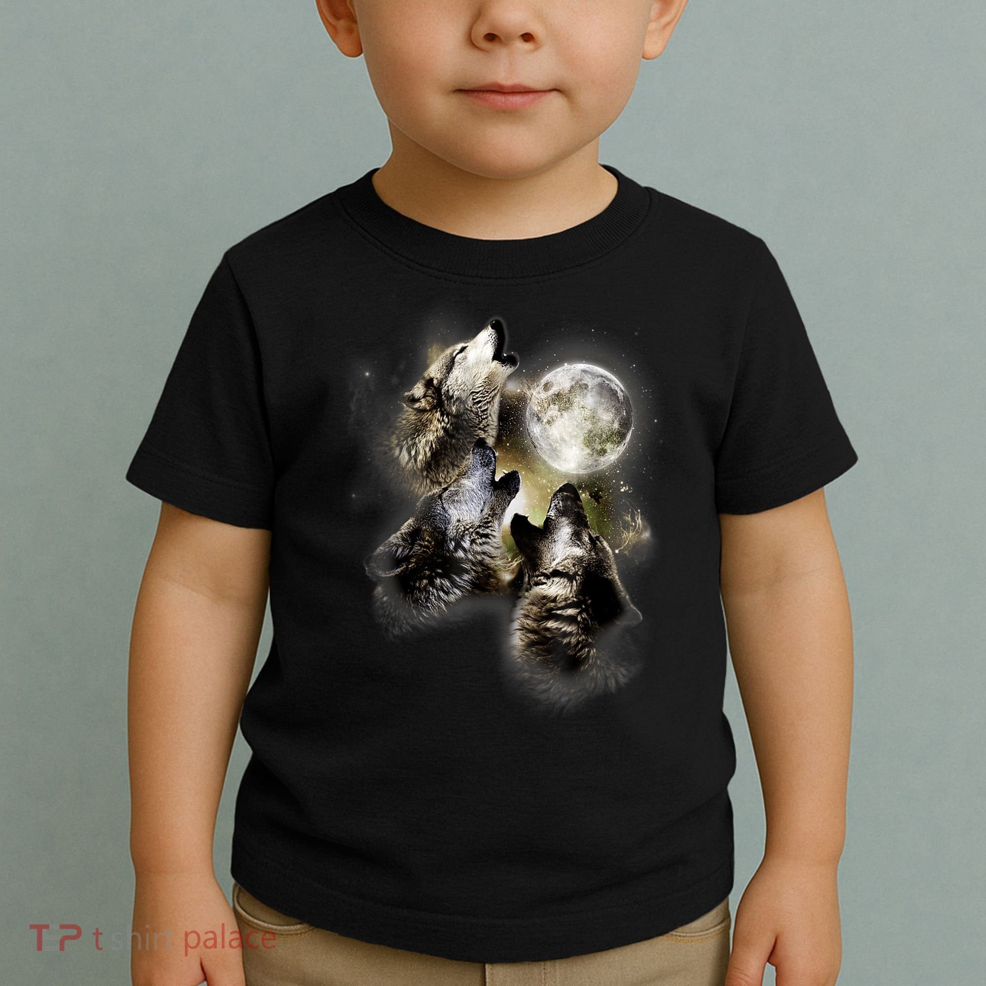Wolf Shirt Three Wolves Moon Wolf Moon Toddler T-Shirt