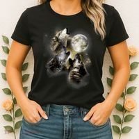 Wolf Shirt Three Wolves Moon Wolf Moon Women's T-Shirt thumb 2